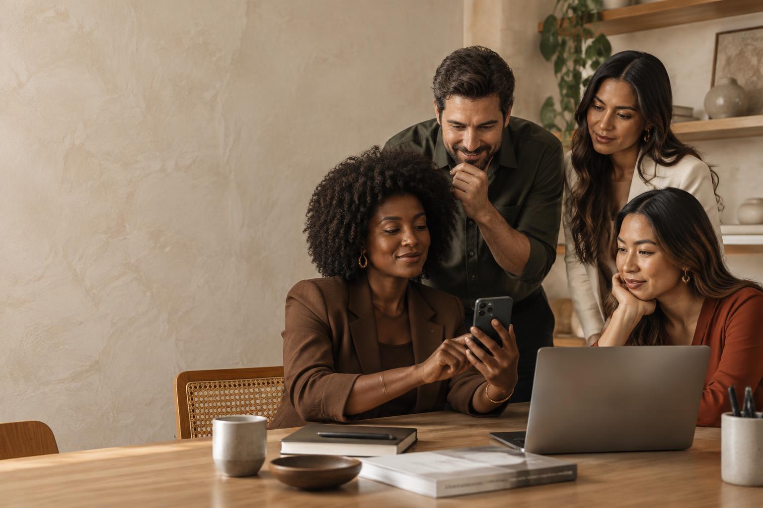 Profissionais planejando juntos sua presença digital
